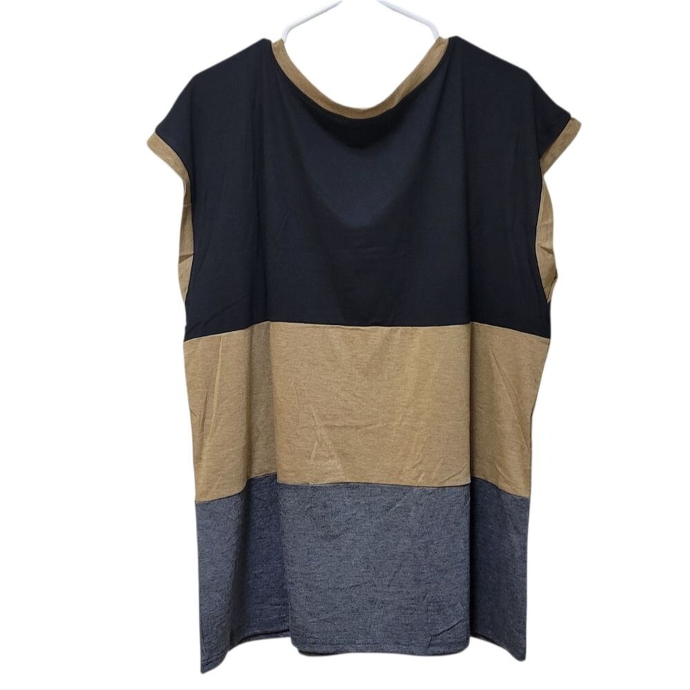 Women's Color Block Tank Top - Black, Gold, and Gray -NWOT - Picture 4 of 7